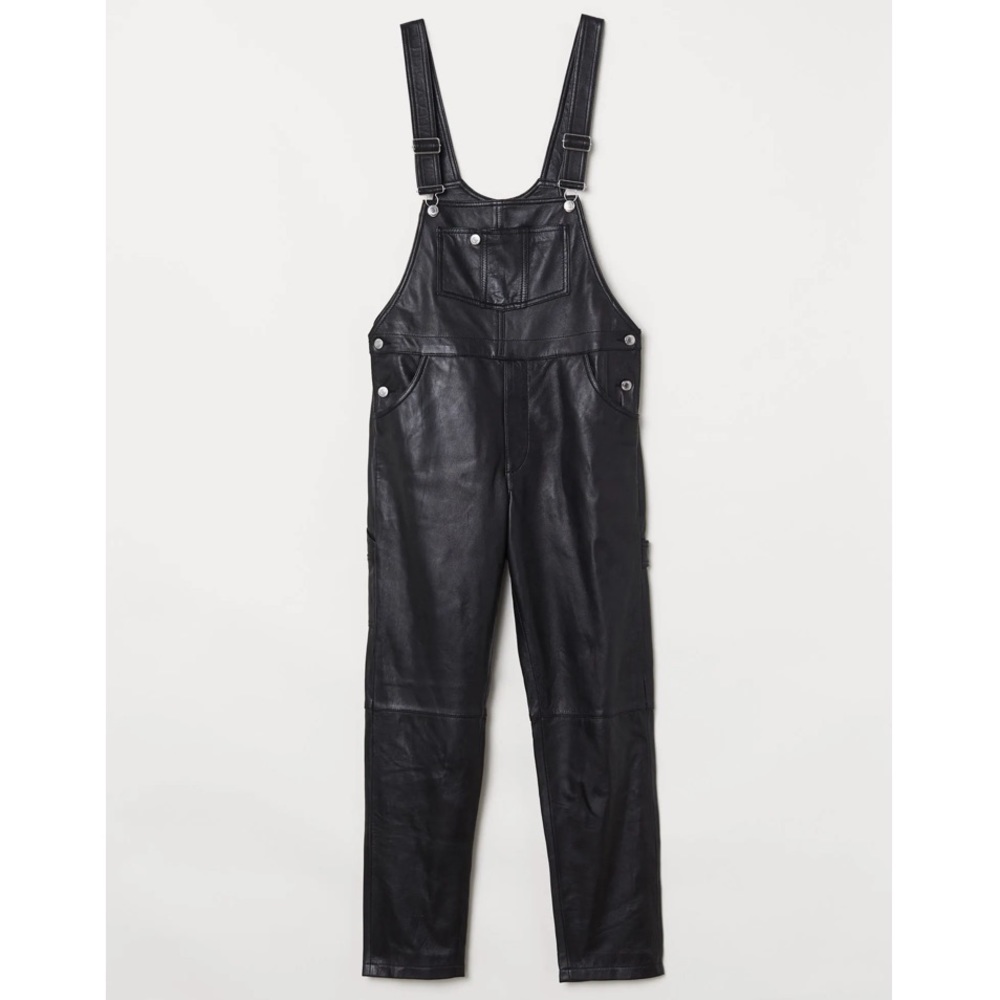 Moschino x H&M Black Leather Bib Overalls